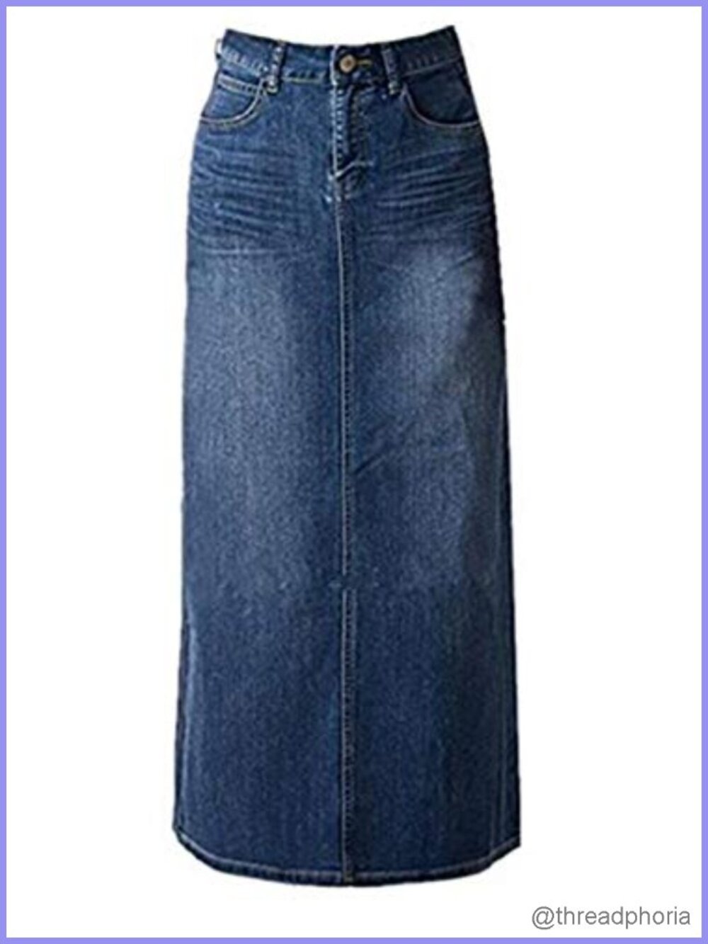 Long Denim Maxi Skirt A-Line High Waist with Pockets Stretchy Cotton
